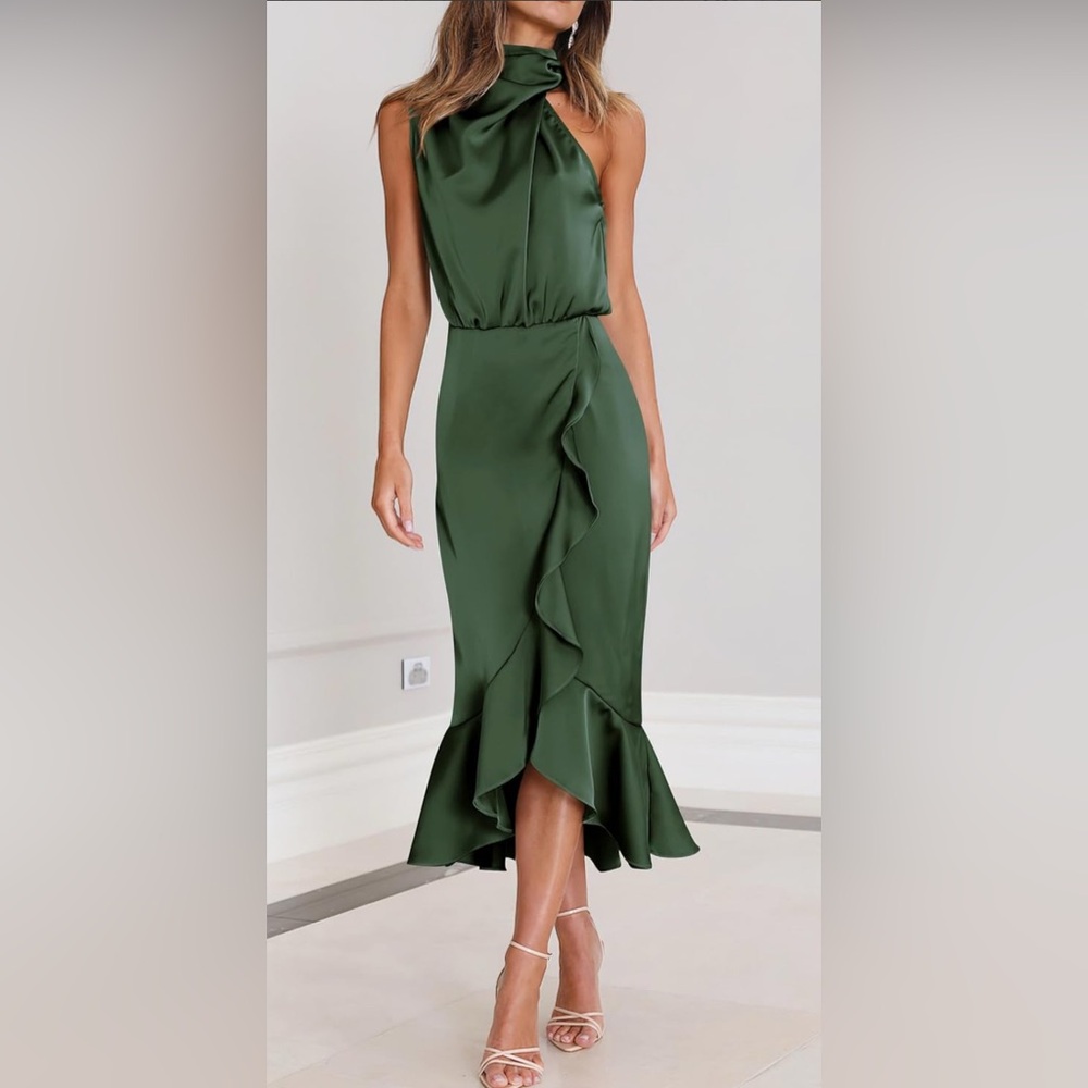 KIRUNDO Womens Summer Satin Mock Neck